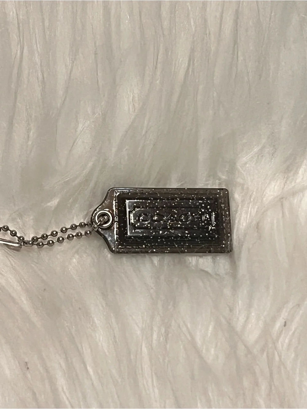 COACH  puppy glitter Logo Dog Tag Pendant